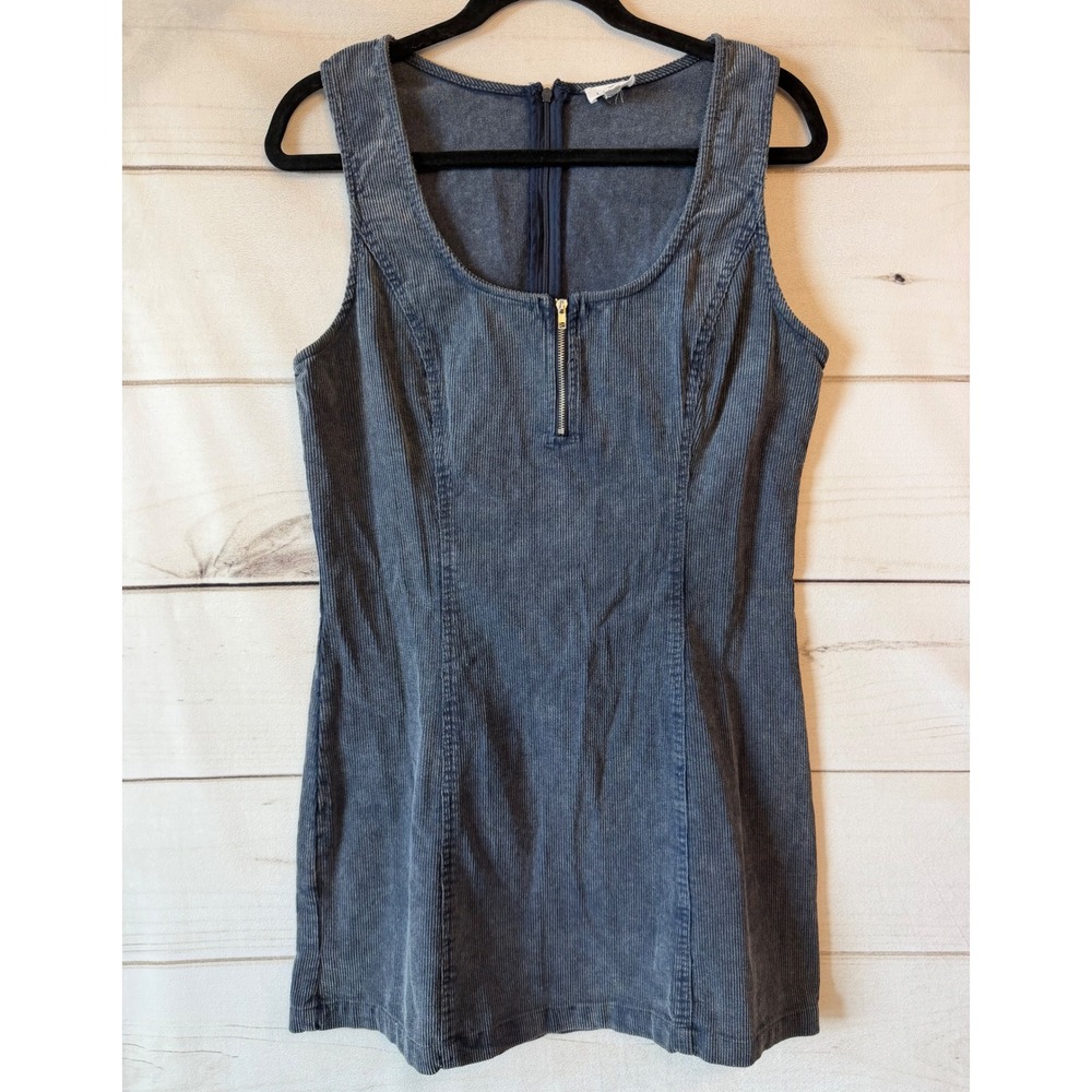 Le Lis Collection Blue Corduroy Mini Dress Sleeveless Zip Front SD9184 L